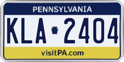 PA license plate KLA2404