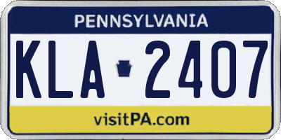 PA license plate KLA2407