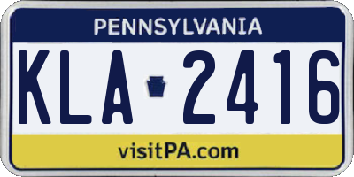 PA license plate KLA2416