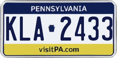 PA license plate KLA2433