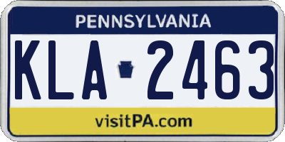 PA license plate KLA2463