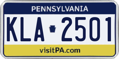 PA license plate KLA2501