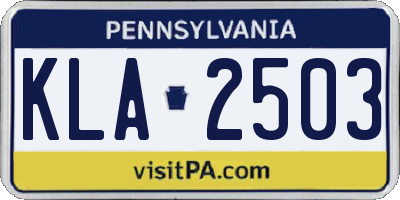 PA license plate KLA2503