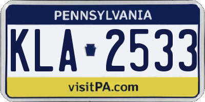 PA license plate KLA2533