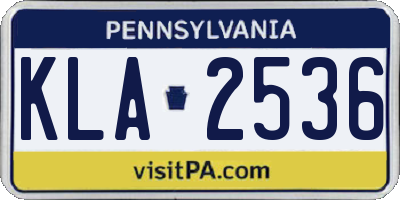 PA license plate KLA2536