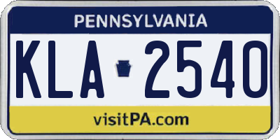 PA license plate KLA2540