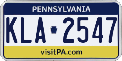 PA license plate KLA2547