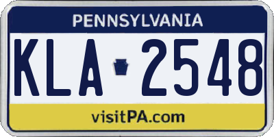 PA license plate KLA2548