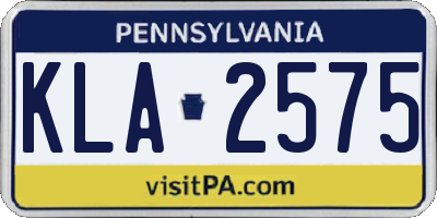 PA license plate KLA2575