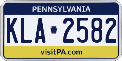 PA license plate KLA2582