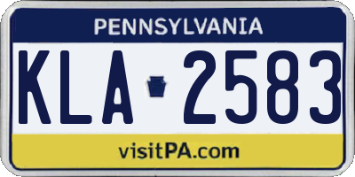 PA license plate KLA2583