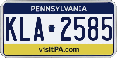 PA license plate KLA2585