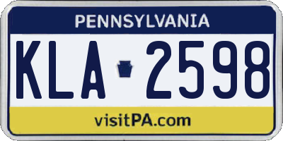 PA license plate KLA2598