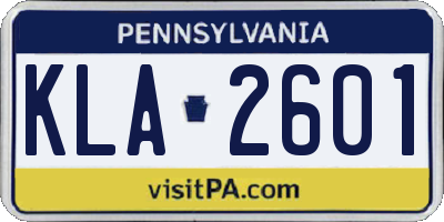 PA license plate KLA2601