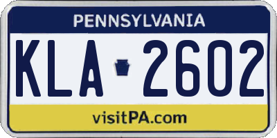 PA license plate KLA2602