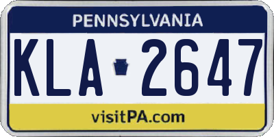 PA license plate KLA2647