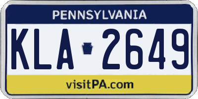 PA license plate KLA2649