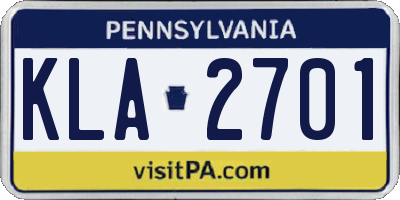 PA license plate KLA2701