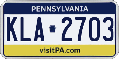 PA license plate KLA2703