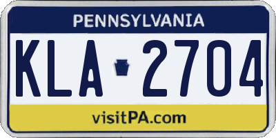 PA license plate KLA2704
