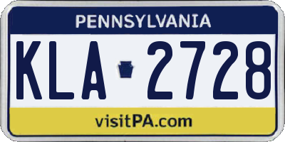 PA license plate KLA2728
