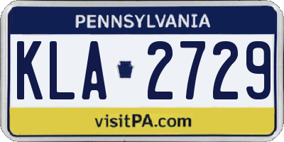 PA license plate KLA2729
