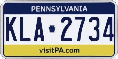 PA license plate KLA2734