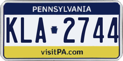 PA license plate KLA2744