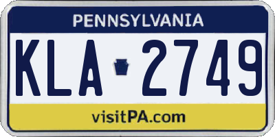 PA license plate KLA2749