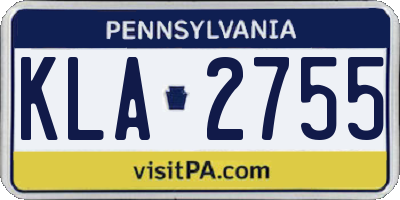 PA license plate KLA2755