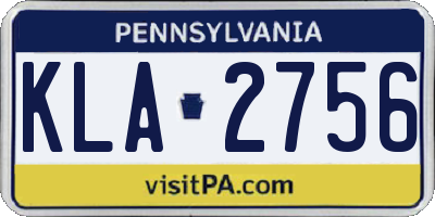 PA license plate KLA2756