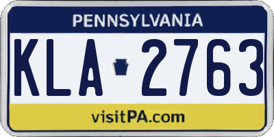PA license plate KLA2763