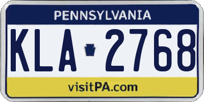 PA license plate KLA2768