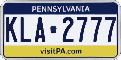 PA license plate KLA2777