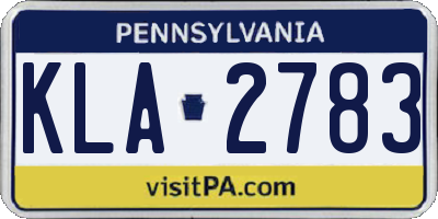 PA license plate KLA2783