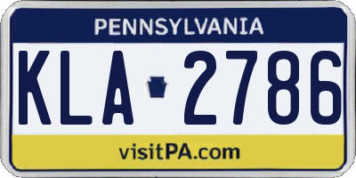 PA license plate KLA2786
