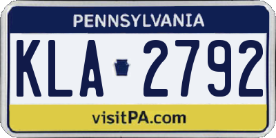 PA license plate KLA2792
