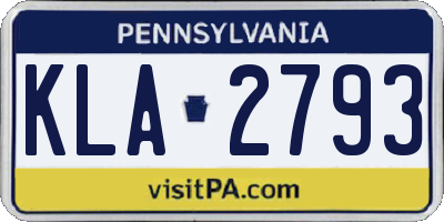 PA license plate KLA2793