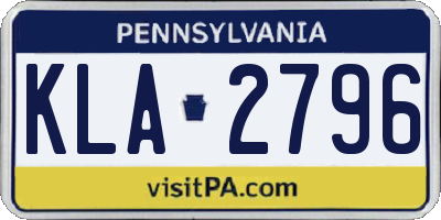 PA license plate KLA2796