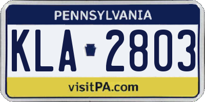 PA license plate KLA2803