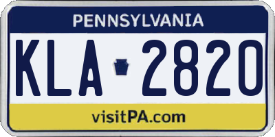 PA license plate KLA2820