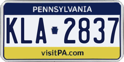 PA license plate KLA2837