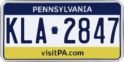 PA license plate KLA2847