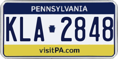 PA license plate KLA2848