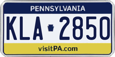 PA license plate KLA2850