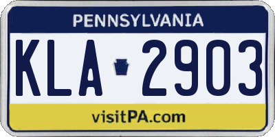 PA license plate KLA2903