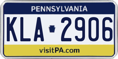 PA license plate KLA2906