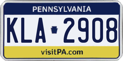 PA license plate KLA2908
