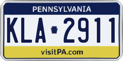 PA license plate KLA2911