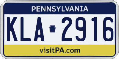 PA license plate KLA2916